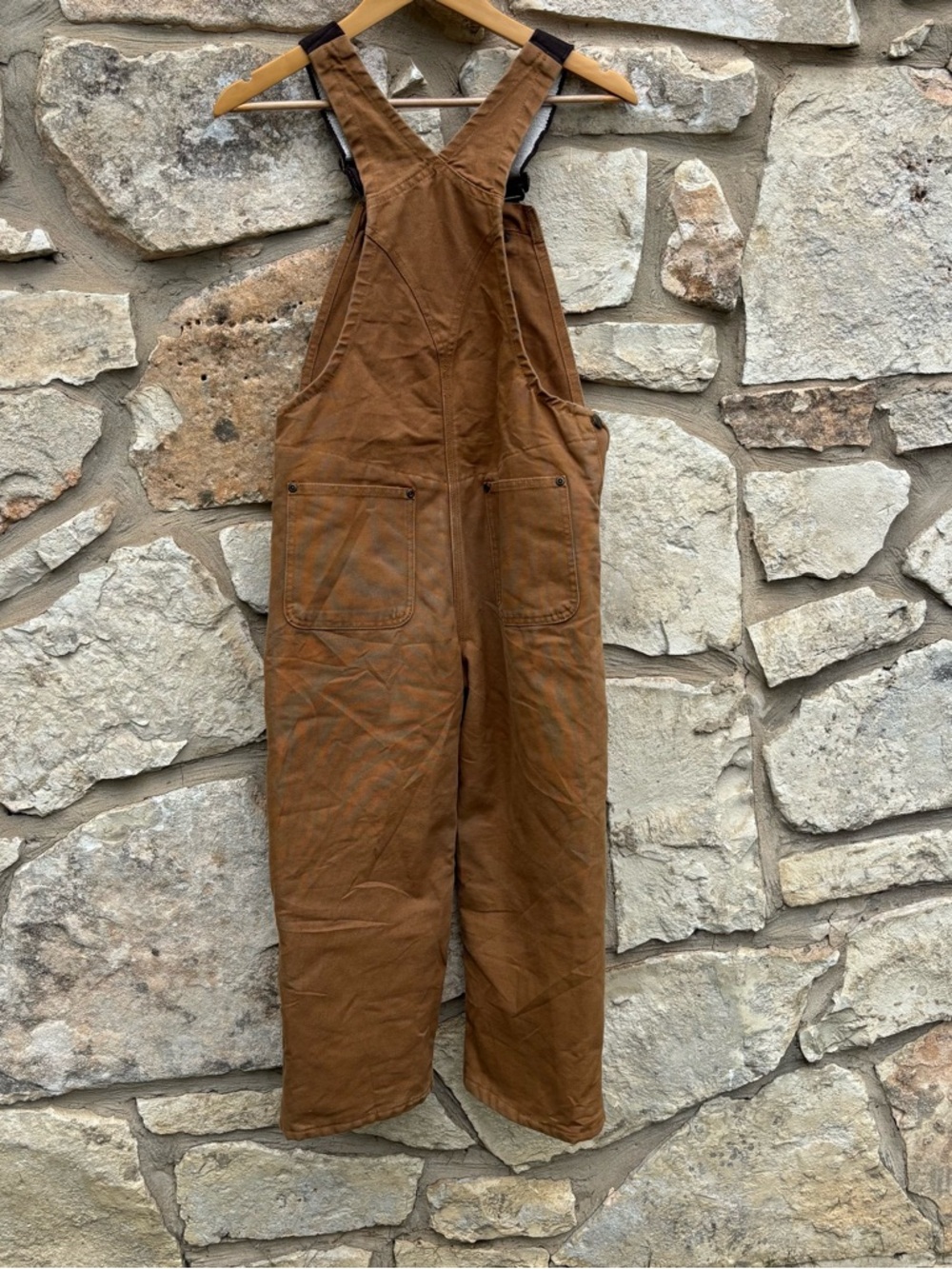 Carhartt brown duck canvas insulated bib overalls boys size 8 - Picture 7 of 8